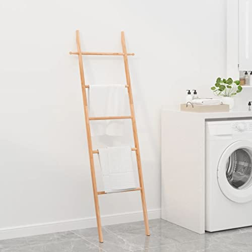 INLIFE Échelle porte-serviettes en bois massif noyer 170 cm, 2,25 kg, 350375