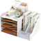 Organisateur de Bureau, Multifonctionel Boîte de Rangement Bureau Étagère, 4 Niveaux Porte-Documents pour Bureau Maison et École pour Fournitures de Bureau A4, Livres, Documents et Cahiers, Blanc
