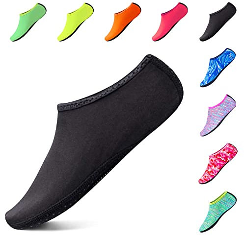 Hoomall Chaussures Aquatiques Femme Homme Enfant Chaussures d'eau Chaussures de Plage Respirant Semelle Souple Antidérapant pour Plage Piscine Surf Sport Gymnase(Noir,39/41 EU)