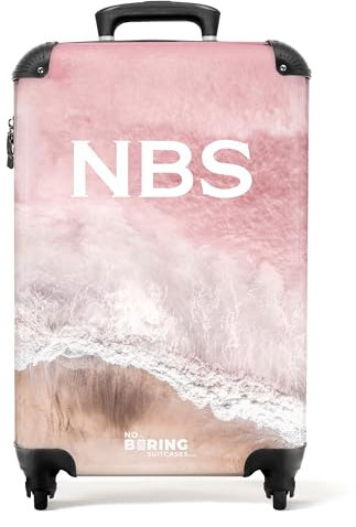 NoBoringSuitcases.com Valise Cabine, Valise Personnalisable, Valises, Bagage Cabine, Valise Pas Cher, Valise 55x35x25cm, Valise Voyage, Suitcase, Valise Roulette, Valise Cabine 55x35x25cm (Mer - Rose)