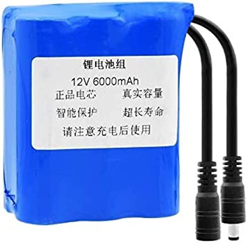 Batterie Li ION 12v 6000mah 18650, Cellules Rechargeables Au Lithium avec Prise CC 5.5x2.1mm pour Banque d'alimentation