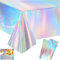 2 Stück Bunt Plastik Tischdecke Geburtstag,Bunt Plastik Tischdecken 137x274cm Rechteck, Bunt Plastik Tischdecke, Laserholografische Tischtücher, Tischdecke Geburtstag, für Party Dekoration, Farbenfroh