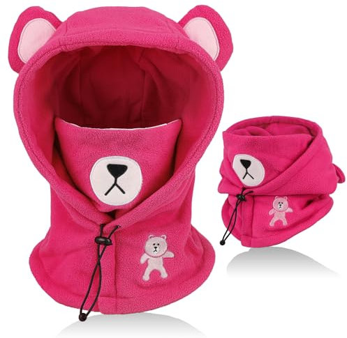 AYPOW Cagoule d'hiver Thermique pour Enfants 4-12 Ans, Multifonction Coupe-Vent Réglable Masque de Ski, Bonnet en Polaire Chaude, Casquette Cache-Cou Tour de Cou écharpe pour Garçons Filles Plein Air