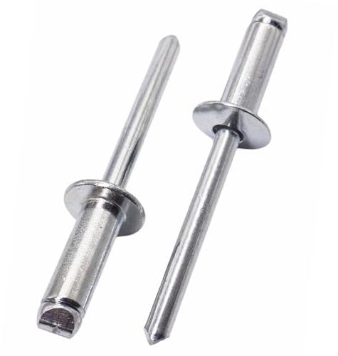 SKIR'CO (50 Stück) Verzinkte Stahl-Blindnieten 6,0 x 16 mm, Stahldorn, Popnieten, Kuppelkopf, DIN 7337 Nieten