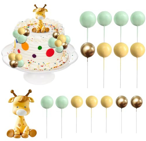 Embhlitfe 16 Pcs Tortendeko Dschungel, Giraffen Kuchenaufsatz, Tier Kuchendekorationen für Kinder Geburtstagsparty, Unisex, Giraffe
