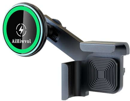 AiHiwvol for Qi2 15W Tesla Magsafe Charger [Heat Restriction], Tesla Phone Mount Charger for Model Y/3/Laptop Screen, Wireless Fast Charging for iPhone 17/16/15/14/13/12 Series with 40″ C-C Cable