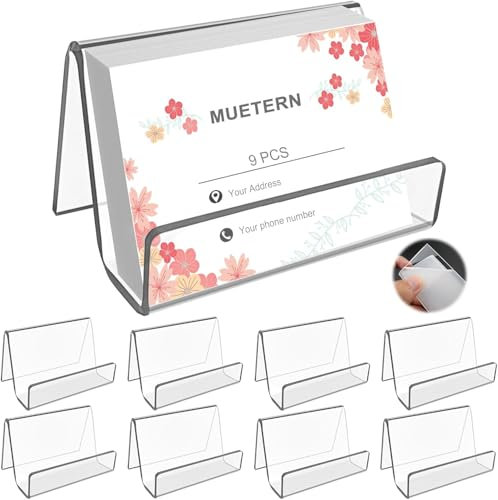 SDwfxd 9 Stück Visitenkartenhalter, Acryl Transparenter Visitenkartenständer, Visitenkarte Tischständer für Messestand, Büro, Kaufhaus, Theke, Zuhause