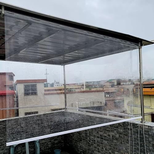 XINGWANGG Wasserdichtes Transparent Rollo,Klare PVC Rollläden Wetterfeste Seitenzug-Rollo für Fenster Balkon Terrassen Tür,Hitzeschutz Vorhänge aus Kunststoff,Breite x Höhe (140cm x 200cm)
