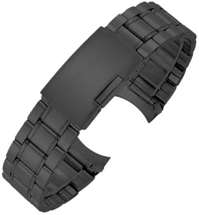 ZHGUIMING Metallband mit gebogenem Ende, 20 mm, 22 mm, universelles Ersatzarmband for Seiko-Armband, Gürtel for Rolex, Edelstahl-Uhrenzubehör(Black,20mm)
