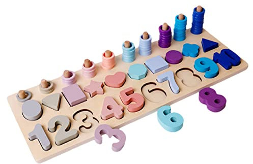 DRESSOOS 1 Satz Logarithmische DREI-in-eins-Platine Vorschulspielzeug Formensortierspielzeug Kleinkind Rätsel Lernspielzeug Für 3-jährige Frühpädagogisches Spielzeug Kleinkindspielzeug Holz