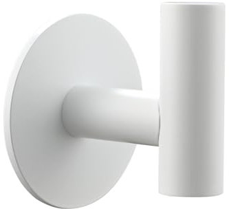 Tecmolog Porta Accappatoio Adesivo in Acciaio Inox Rotondo Gancio Appendiabiti da Muro per Bagno, Bianco, SBH235W