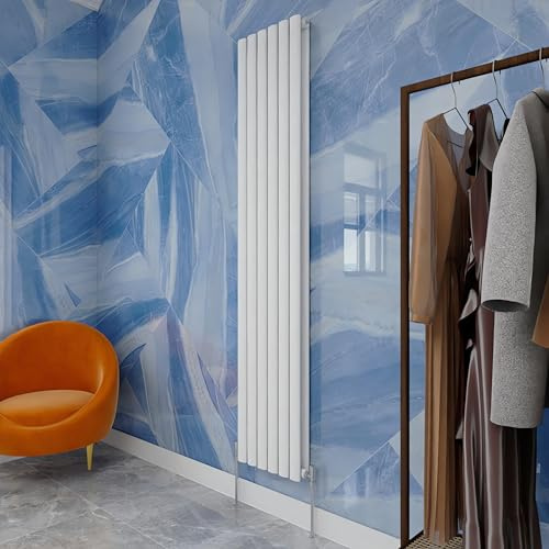 Vertical Oval Column Radiator White 1800x354mm Double panel for Bathroom/Hall/Kitchen Central heating Radiator