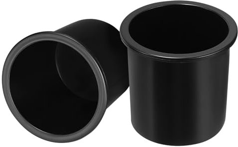 sourcing map 2 Pcs Plastic Drop-in Cup, 4.25 x 4.2 Drink Can Holder Poker Table Cup Holder Insert for Sofa Boat Car Marine, Black
