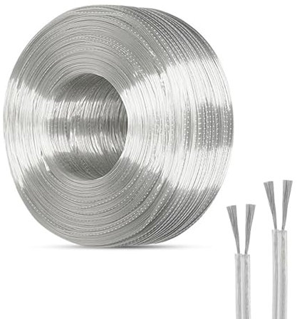 PnxdeobXL Câble électrique transparent de 30 m - Double isolation - Basse tension 24 V - Avec marquage de pôle - Flexible et résistant à la température - Pour installation LED/résidentielle