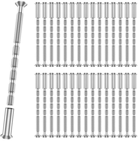 30Pcs M4 Door Handle Bolt Through Fixings, Nickel Plated M4 Screws and Bolts for Escutcheons Door Handle Cabinet and Drawers