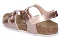 Birkenstock Rio Sandalen, Metallic-Rosa, verstellbare Riemen, Sohle aus Kork, Modell 1029535 für Mädchen