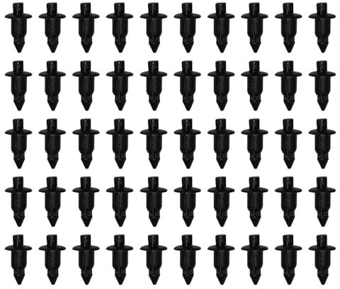 KIRVOS Rivets en Plastique pour Automobile, 50 Pièces, 6mm, Fixations pour Pare-Chocs et Panneaux, Noir