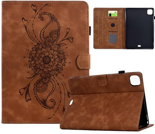 Vaitasy Coque pour iPad Air 11 2025/2024 iPad Air 5/4 10.9 2022/2020, Mandala Imprimé Cuir PU Étui avec Magnétique Flip Portefeuille Housse pour iPad Pro 11 2022/2021/2020/2018 - Braun