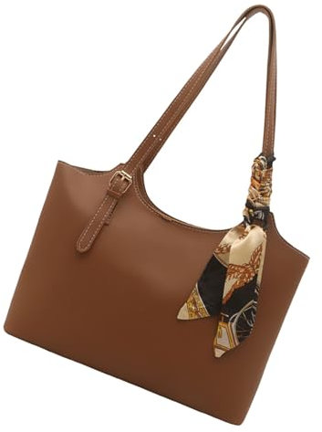 ERRORY Schultertasche Retro Handtasche mit Seidenschal Dekoration Mode PU Leder Top Griff Tasche für verschiedene Anlässe