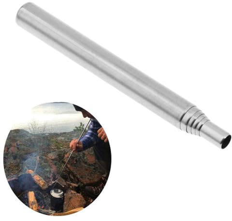 Feuerblasrohr, Taschenblasrohr, Edelstahl, zusammenklappbar, Feuerblasrohr für Outdoor, Survival-Gadgets, Camping, Grillwerkzeug