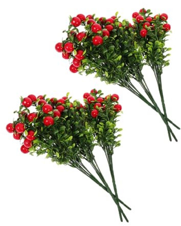 POPETPOP 6pezzi Ciliegio Artificiale Steli Ciliegio Finto per Decorazioni da Tavolo e Arredamento Simulazione Rossa per Composizioni Floreali