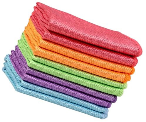 GMBYLBY Set Of 10 Fish Scales Cleaning Cloths Microfiber Cleaning Towels For Spotless Cleaning In Kitchens Bathrooms And Beyond