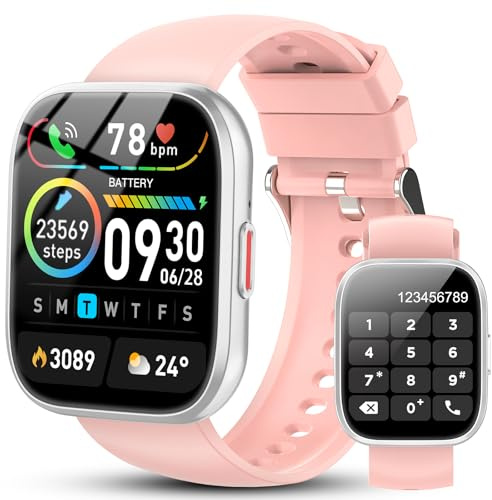 Niderson Smart Watch for Women Men Answer/Make Calls, 1.85 HD Fitness Watch with Step Counter/Heart Rate/Sleep Monitor, 115+ Sport Modes Smartwatch, IP68 Waterproof Activity Tracker, Pink