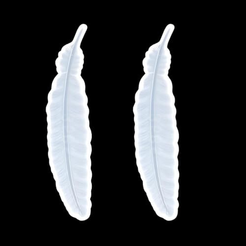 2Pcs Flexible Non Stick Feather Leaf Mould Heat Resistant Bookpage Casting Molds Elegant Casting Jewelry Making Mould for Craft Transparent DIY