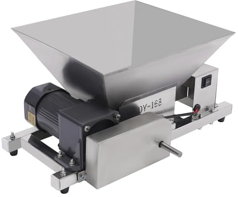 4L Elektrische Obstmühle Zerkleinerer|mit Getriebe|1600r/min|Brechmaschine | 60W Motor aus reinem Kupfer mit Vor- und Rückwärtslauf, Edelstahlgehäuse, schnell Obst und Zutaten zerkleinern