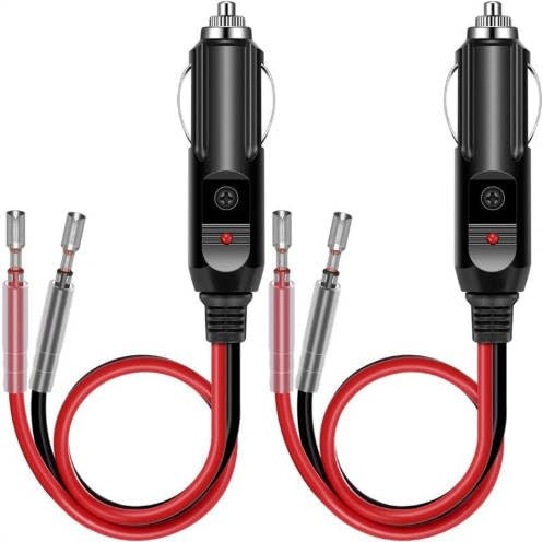 2 Piezas Conector Mechero Coche Macho 12V/24V, Cigarette Lighter Socket, Encendedor Cigarrillos Plug con Fusible 15A e Indicador LED para Accesorios Automotrices como Aspiradoras, Mantas Eléctricas