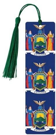 Lesezeichen aus Holz mit Quasten, Motiv: New York Staatsflagge, 5 Stück, einzigartiges Lernzubehör, Geschenke für Leser