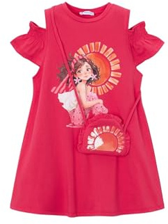 Mayoral Cut-Out-Kleid mit Tasche für Mädchen Mohn 6 Jahre (116cm)