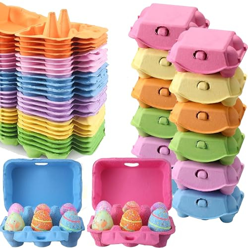 24 Stücke Eierkarton,Colorful Creative Eierschachtel,Ohne Aufdruck Eierpappen,Eierschachtel Pappe mit Deckel,Eierkarton Eierkartons,Eierkartons aus Naturzellstoffpapier Eierschachtel