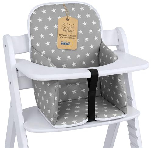 Sitzverkleinerer für Hochstuhl Baby Sitzkissen Stuhl - Kinder Sitzauflage für Hauck und Stokke Kinderhochstuhl High Chair Cover für Kinderstuhl Babystuhl und Hochstühle Sterne und Grau