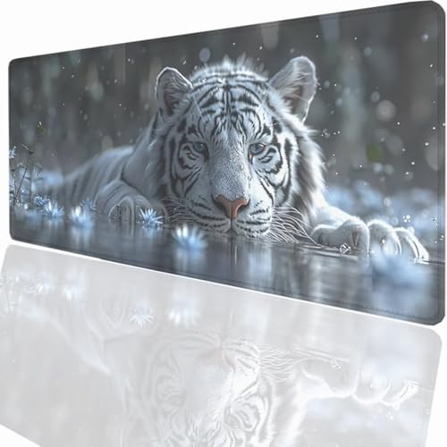 Tiger Mauspad XXL 700x300x3mm, Groß Gaming Mauspad Design Vernähte Kanten, Wetterfest Anti Rutsch Mousepad PC Laptop verbessert Präzision und Geschwindigkeit für Home Office PjY13799 N-U