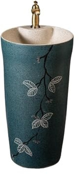 lavabo del baño, Lavabo de pedestal for baño con grifo y desagüe, lavabo pie