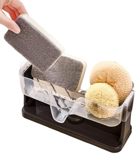 Geräumiger Schwammhalter für die Spüle, PP + ABS, mit Saugnapf, Duschablage, für Spültuch, Shampoo, Seife, Waschbecken