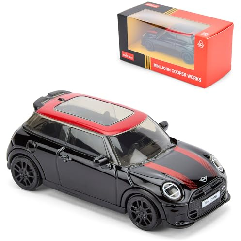 CMJ Mini John Cooper Works Modellauto im Maßstab 1:43 – Schwarz | Detailgetreue Sammleredition | Offiziell Lizenziertes Produkt
