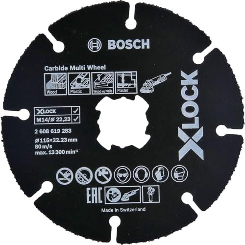 Bosch Professional 1x Trennscheibe (für Holz und Kunststoffe, X-LOCK, Ø115 mm, BohrungsØ: 22,23 mm, Dicke:1 mm)