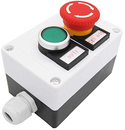 Taiss/notschalter Grüner Taster, Roter Pilz Verriegelnder Druckschalter 440V 10A 1NO 1NC Taster Station Box HZ-11ZS-G