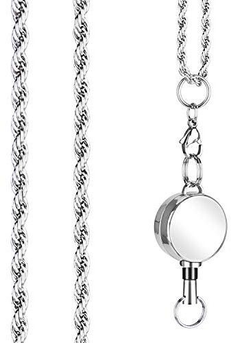 Einziehbares Umhängeband für Damen, modische Kette, Halskette, starke Schlüsselbänder für Ausweise, Schlüsselbänder, Silberfarben