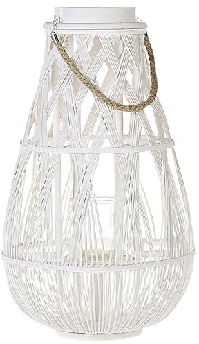 Dekolaterne Bambus/Glas weiß Höhe 56 cm Tonga