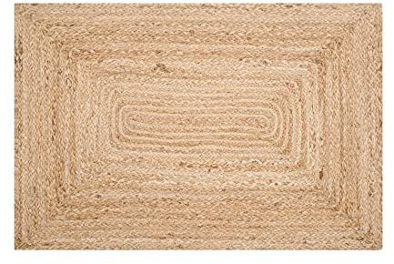 Teppich, 60 x 90 cm, natürliche Jute, für Wohnzimmer, Schlafzimmer, waschbar, wendbar, Ragteppich, geflochtener Teppich, Bauernhaus, Küche, Innen- und Außenbereich, Läufer für Flur, Eingang, Garage,