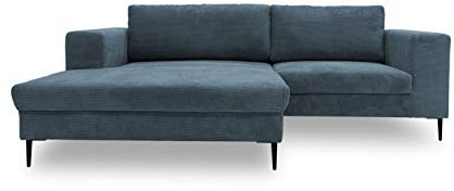DOMO Collection Modica Ecksofa, moderne L-Form, kleine Ecke, Eckcouch, Sofa Eckgarnitur, Cord, grau-blau, 244x173x83