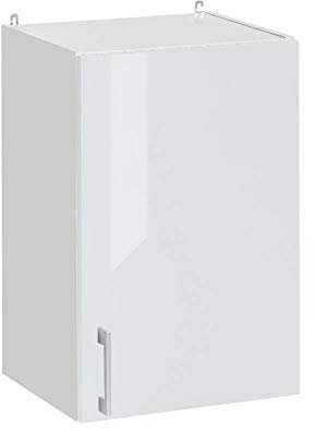 Cuisineandcie - Mueble Alto Estándar Eco de Cocina Blanco Brillo 1 Puerta L 40 cm + 1 Estante - Armario