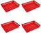 FenixDepot 4 Storage Organizing Multipurpose Plastic Tray Baskets for Home & Office Use 36x26 cm - Set of 4 (Red)