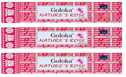 Grenadine Boutique - Goloka Encens Bâtonnets Nature's - Lot de 3 Boîtes de 12 Bâtonnets Rose