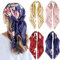 QBSM Lot de 4 grands foulards carrés en satin de soie pour femme 89 cm, Rouge/jaune/bleu marine/rose fleur de pêche, Large