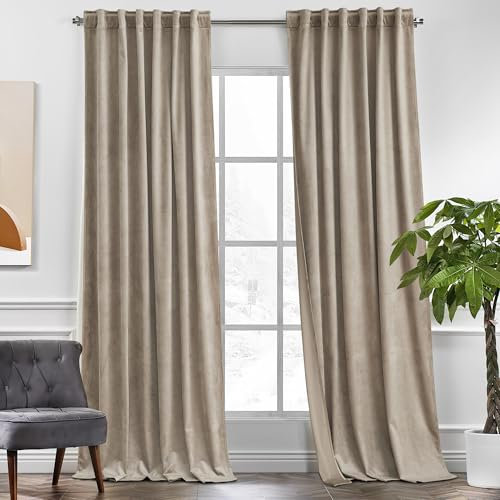 KGORGE Samtvorhänge, 304,8 cm, 2 Stoffbahnen, Verdunkelungsvorhänge aus Samt für Schlafzimmer, Wohnzimmer, weich verdunkelnd, wärmeisolierende Fenstervorhänge, Schlaufen hinten, B 132 x L 308 cm, 2