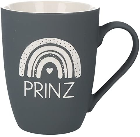 Spruchreif | Soft-Touch Tasse Grau Prinz – Beidseitig gravierte Tasse mit Regenbogen-Motiv | Lustiges Geschenk für Männer, Jungs & kleine Prinzen